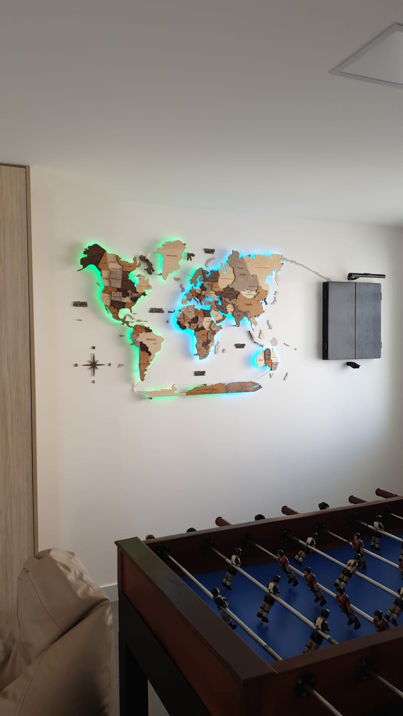 Customer photo review of 3D LED Wooden World Map 3.0 Multicolor