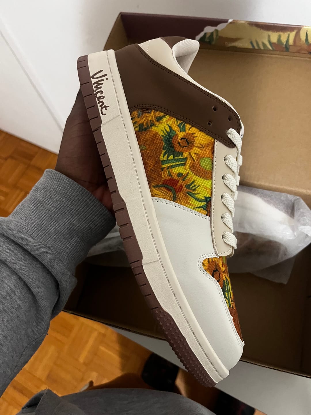 Customer photo review of Van Gogh Sunflowers inspired sneakers