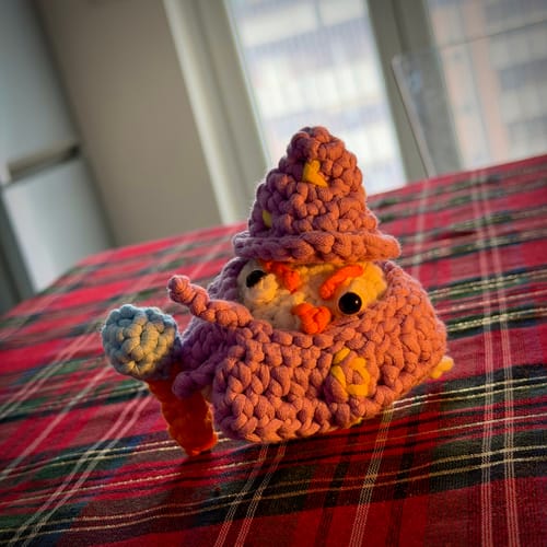 Customer photo review of Merlin the Wizard Owl Crochet Kit