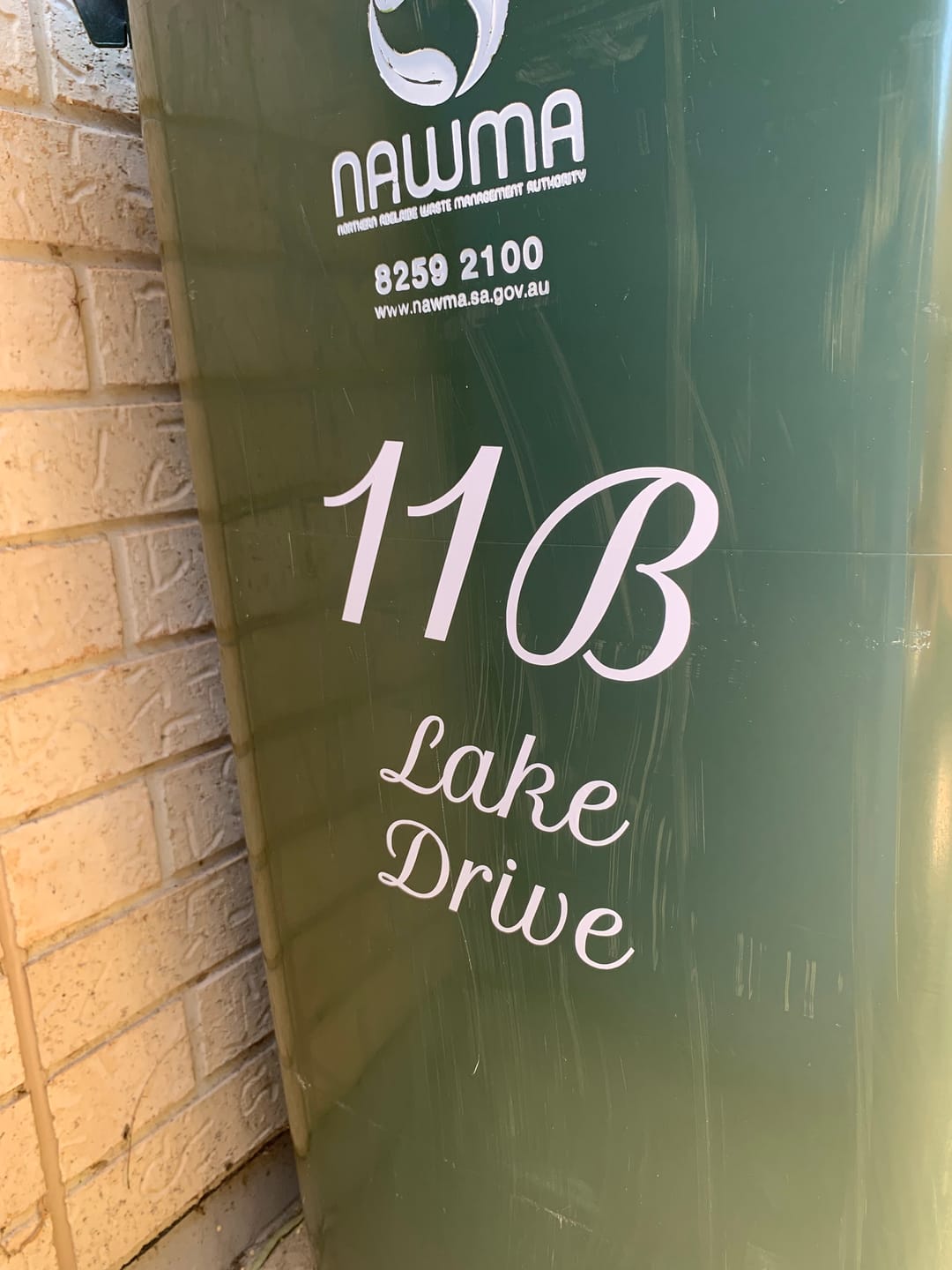 Customer photo review of Wheelie Bin Street Name & Number Sticker.