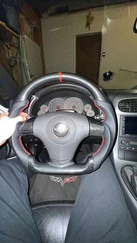 Customer photo review of Genuine Carbon Fiber Steering Wheel With Button Trim For C6 Corvette 2006-2011