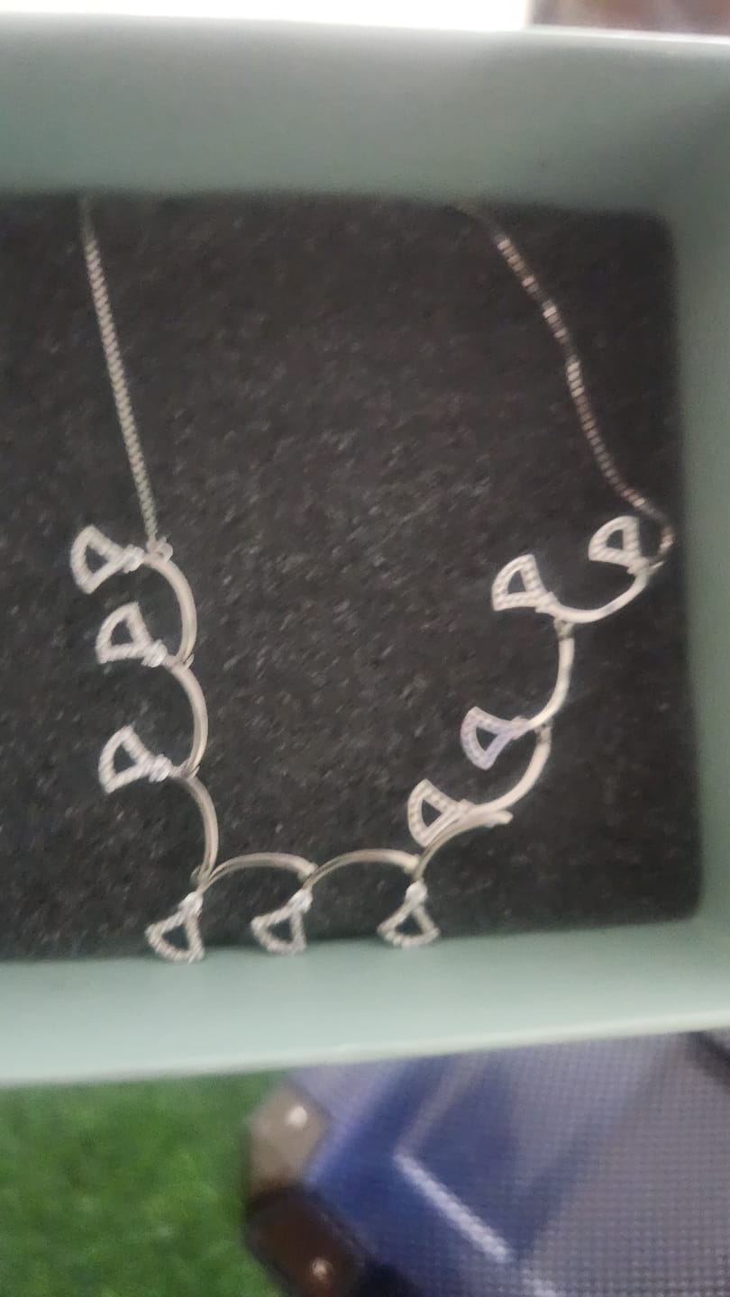 Customer photo review of 925 Sterling Silver Curved Cascade Fan Pendant Necklace for Women