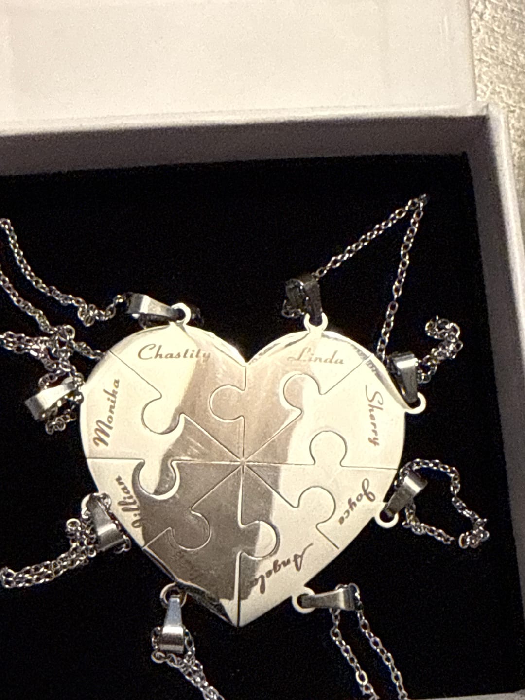 Customer photo review of Custom Puzzle Heart Necklace