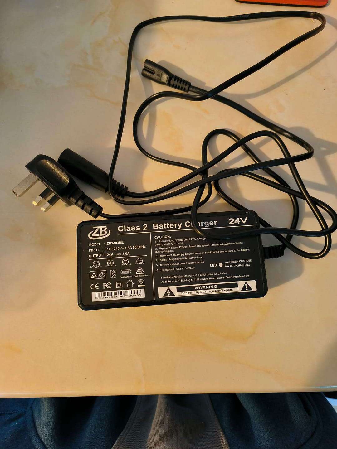 Customer photo review of Battery Charger for Electric Wheelchair 24V 2A