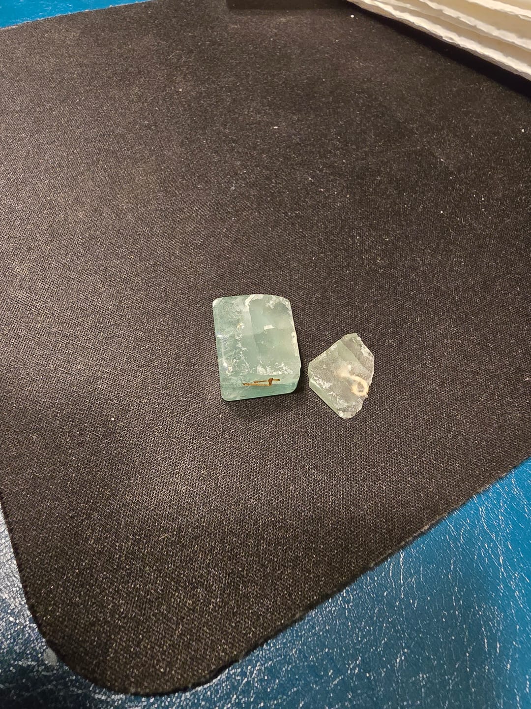 Customer photo review of URWizards D&D Green Fluorite Gemstone Engraved Dice Set Moon Style