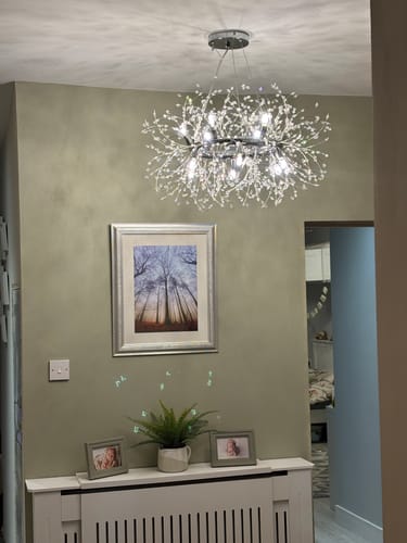 Customer photo review of 12-Light Chrome Round Firework Chandelier