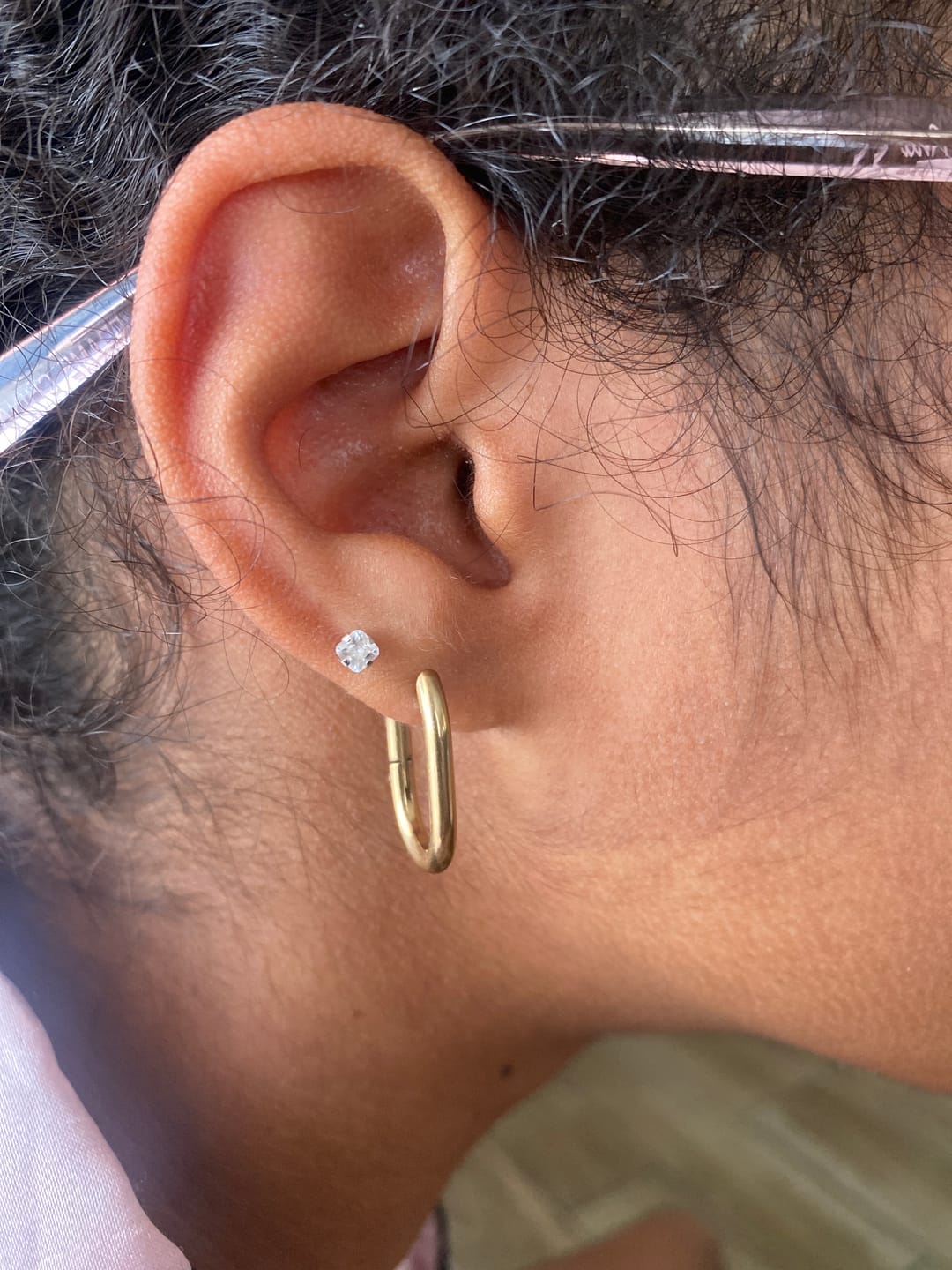 Customer photo review of Paper Clip Hoop Earrings