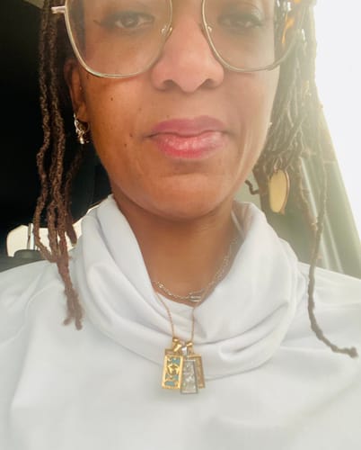 Customer photo review of The Moon - Silver Tarot card Dainty Necklace