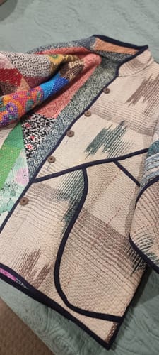 Customer photo review of The Ladhiya Quilted Patchwork Kantha Jacket