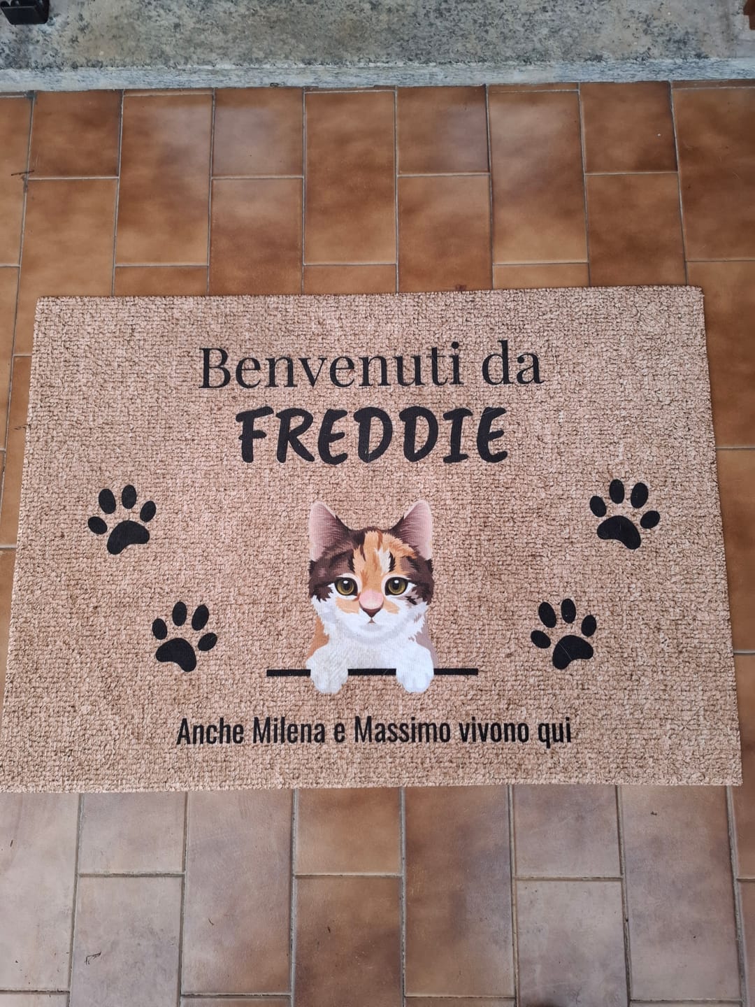 Customer photo review of Benvenuti da – Zerbino personalizzato