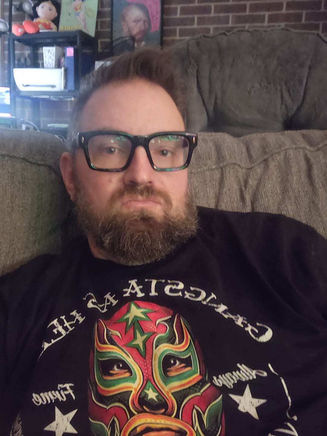 Customer photo review of Luchador Gangsta As Hel But I Still Need Cuddles Lucha Libre Tee