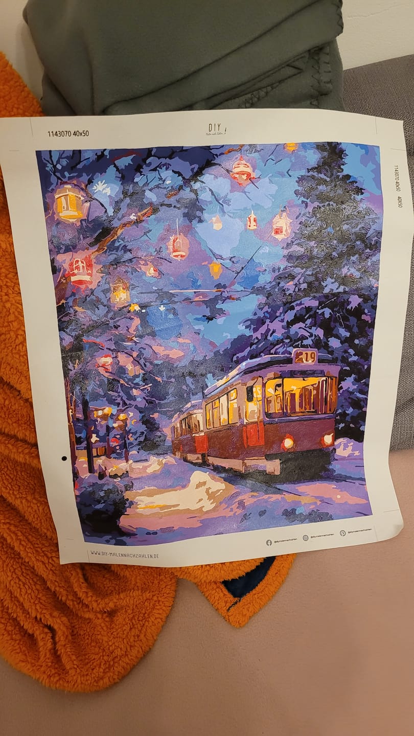 Customer photo review of Malen nach Zahlen - Verschneite Straßenbahn