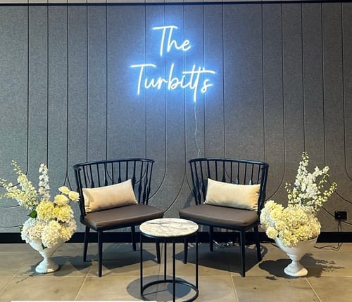 Customer photo review of Custom neon sign The Turbitt’s