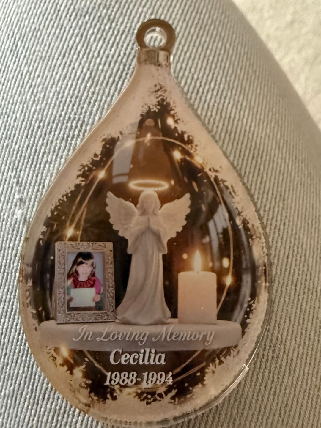 Customer photo review of Custom Photo Angel Candle - Personalized Christmas Acrylic Ornament