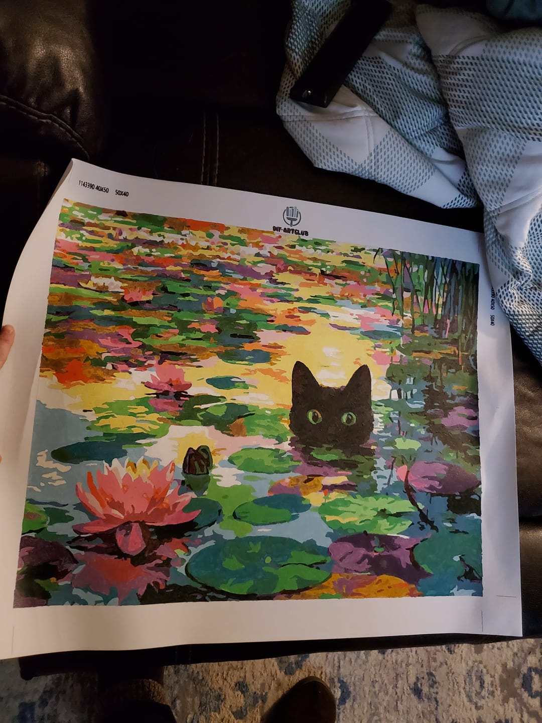 Customer photo review of A Water lilies cat | Paint by Number