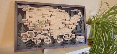 Customer photo review of US 3D Wooden National Parks Travel Map With Trees To Record Park Visits (1 Design)