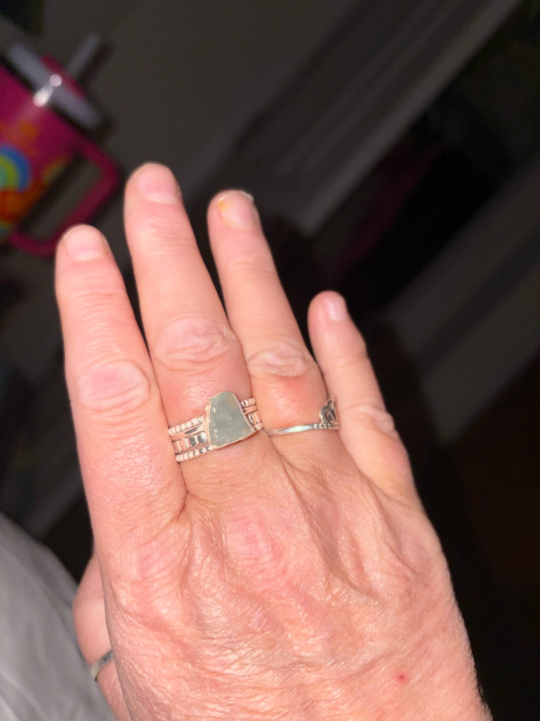 Customer photo review of Aquamarine Stacking Ring Set Sterling Silver