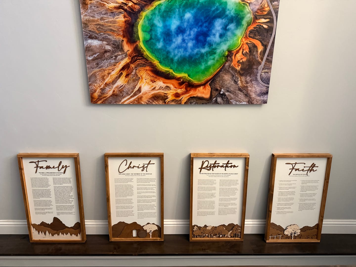 Customer photo review of 4-Piece Framed LDS Proclamation Signs With Beautiful Multi-layered Scenes