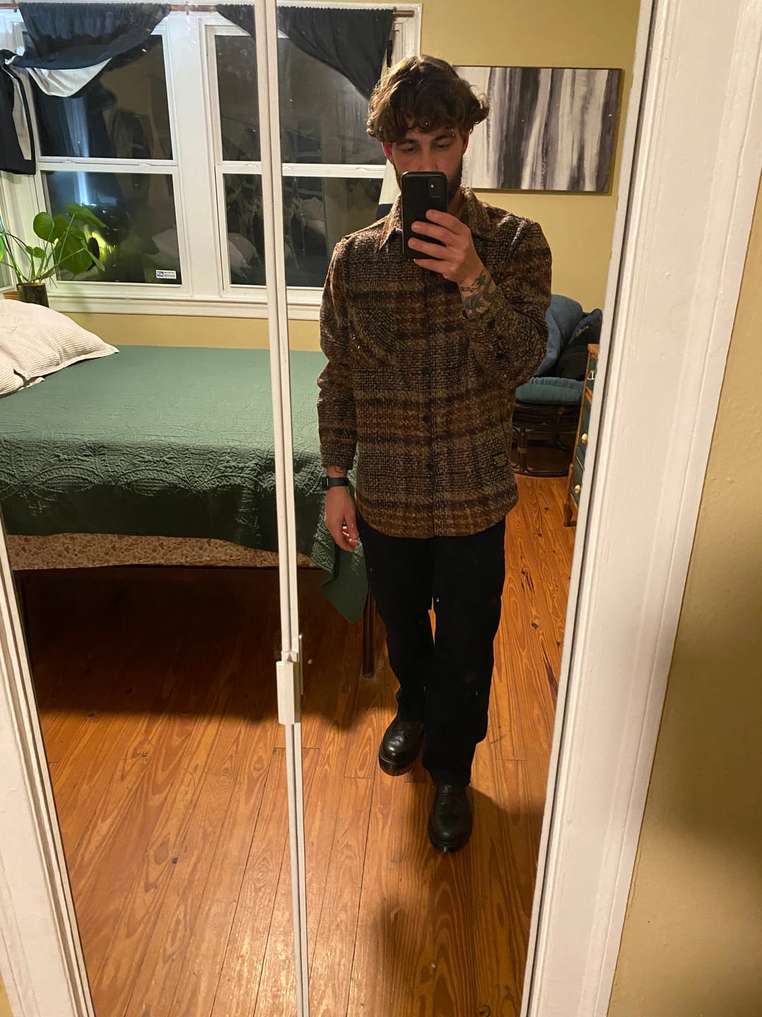 Customer photo review of Two-Color Choice Brushed Tweed Shirt