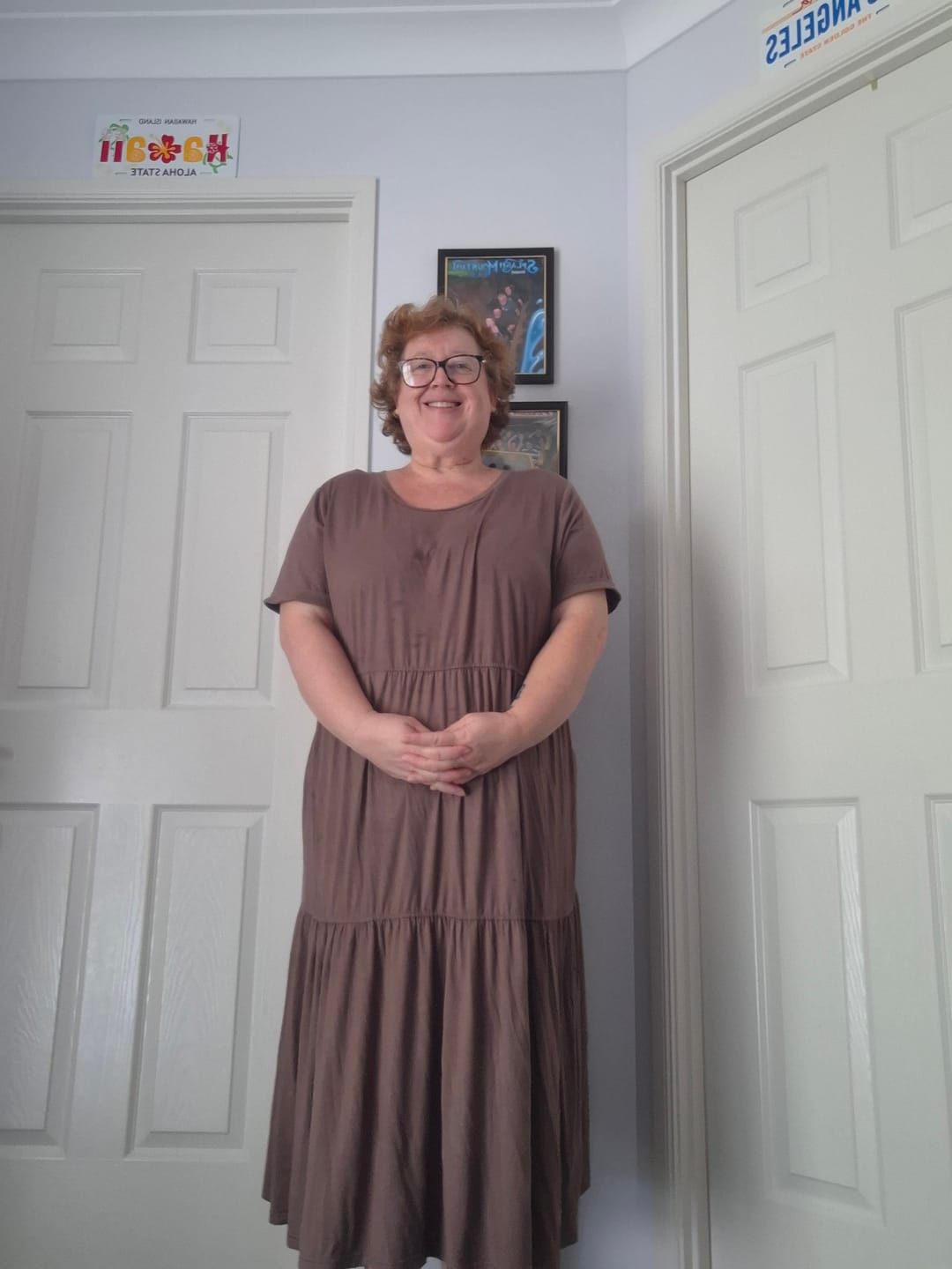 Customer photo review of Pauline Midi Dress in Chocolate