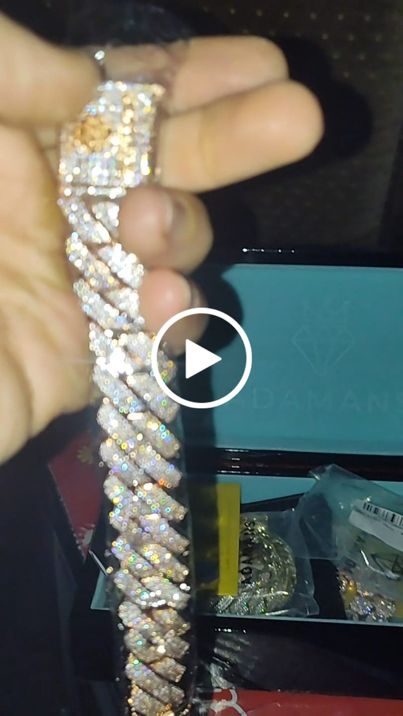 Customer video review of 20mm Moissanite Monaco Chain - Rose Gold - 925 Silver - D Colour - VVS1