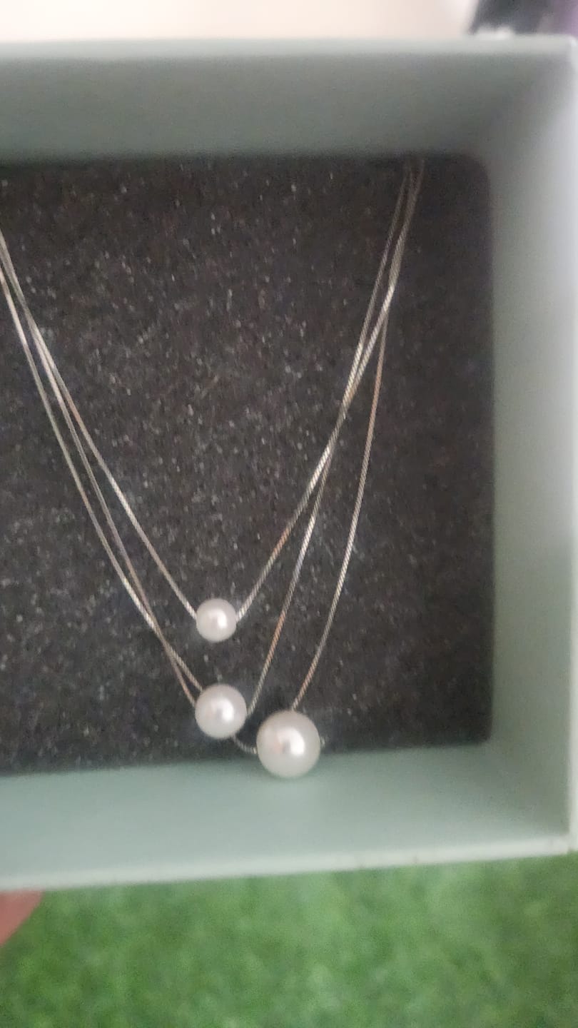Customer photo review of 925 Sterling Silver Celestara Trio layered Chain For Women