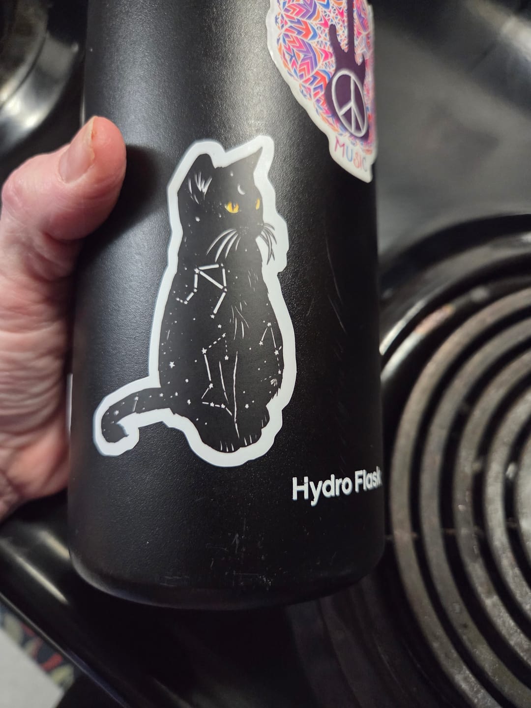 Customer photo review of Black Cat with Yellow Eyes Sticker
