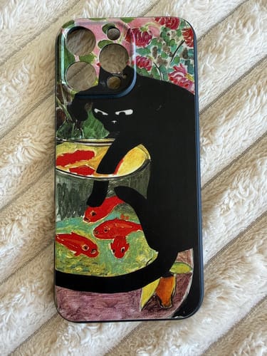 Customer photo review of Vintage Oil Painting Black Cat iPhone Case