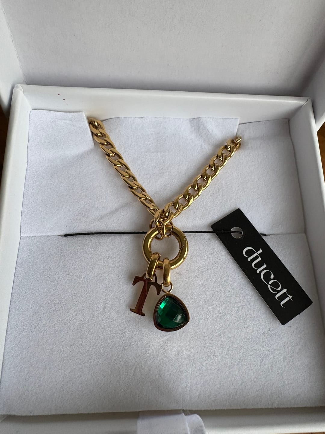 Customer photo review of Letter & birthstone necklace gold