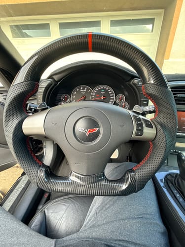 Customer photo review of Genuine Carbon Fiber Steering Wheel With Button Trim For C6 Corvette 2006-2011