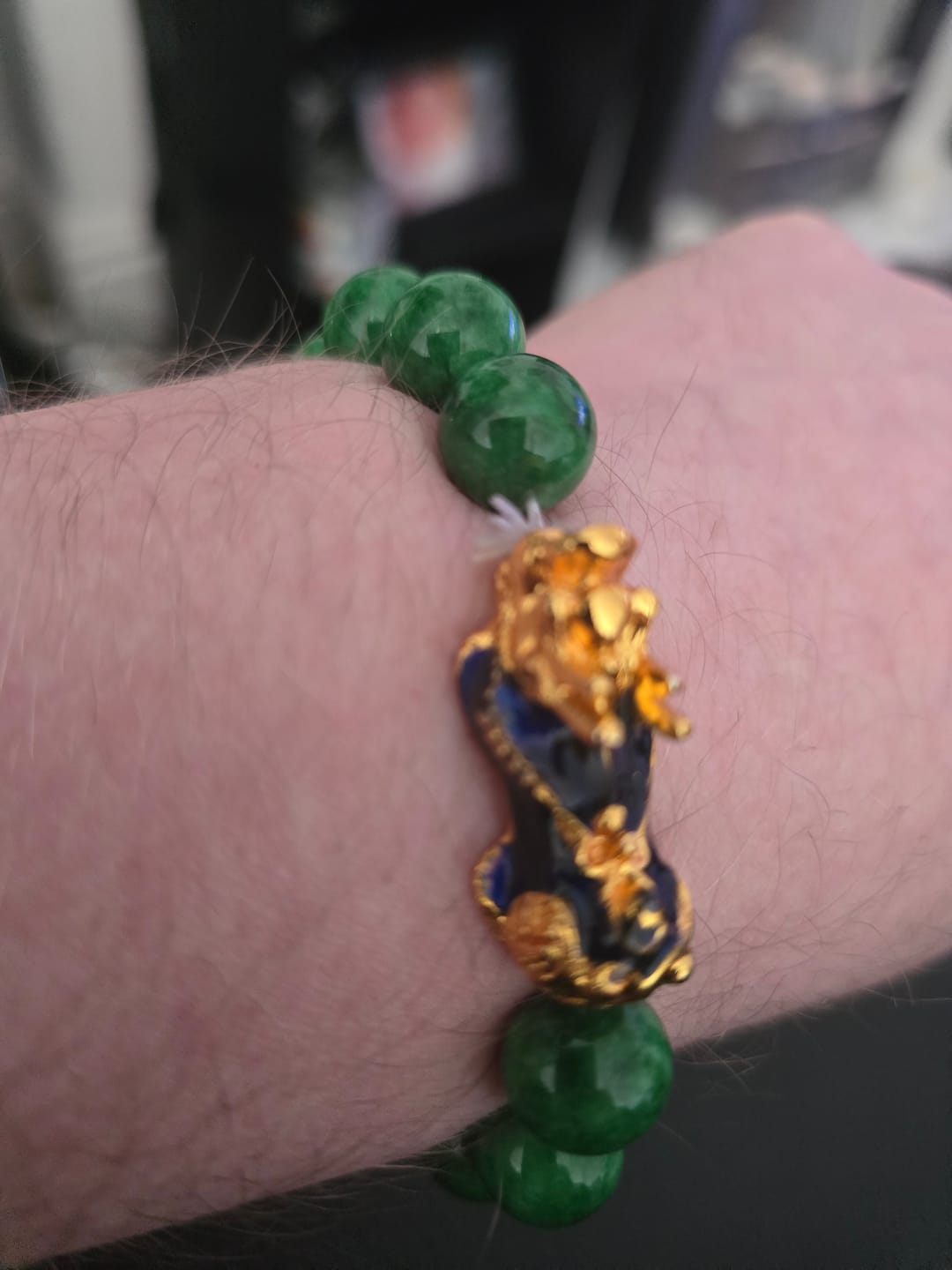 Customer photo review of Buddha Stones FengShui PiXiu Jade Protection Bracelet