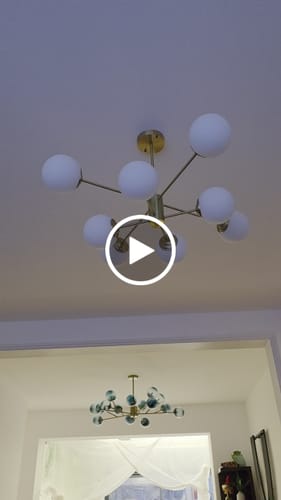 Customer video review of 6/8/12-Light Mid-Century Modern Opal White Glass Globe Chandelier