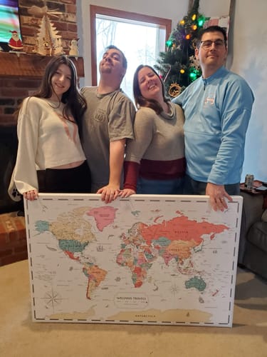 Customer photo review of Pinnable World Journey Map • Multi-Colored