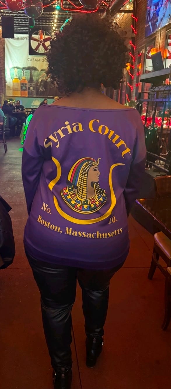 Customer photo review of Personalized Daughter of Isis Women Off Shoulder Sweatshirts Purple DOI Basic Style