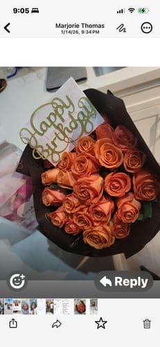Customer photo review of Orange Rose Bouquet