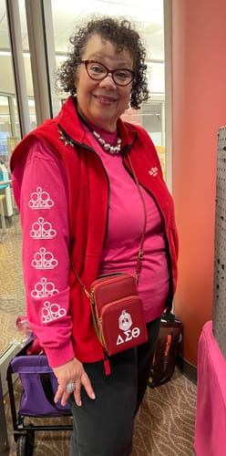 Customer photo review of Delta Sigma Theta- multi compartment crossbody