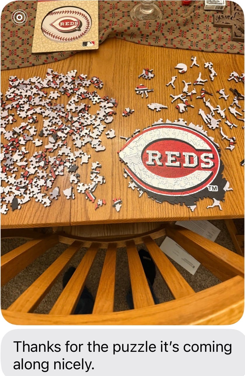 Customer photo review of Cincinnati Reds™ - Wooden Puzzle