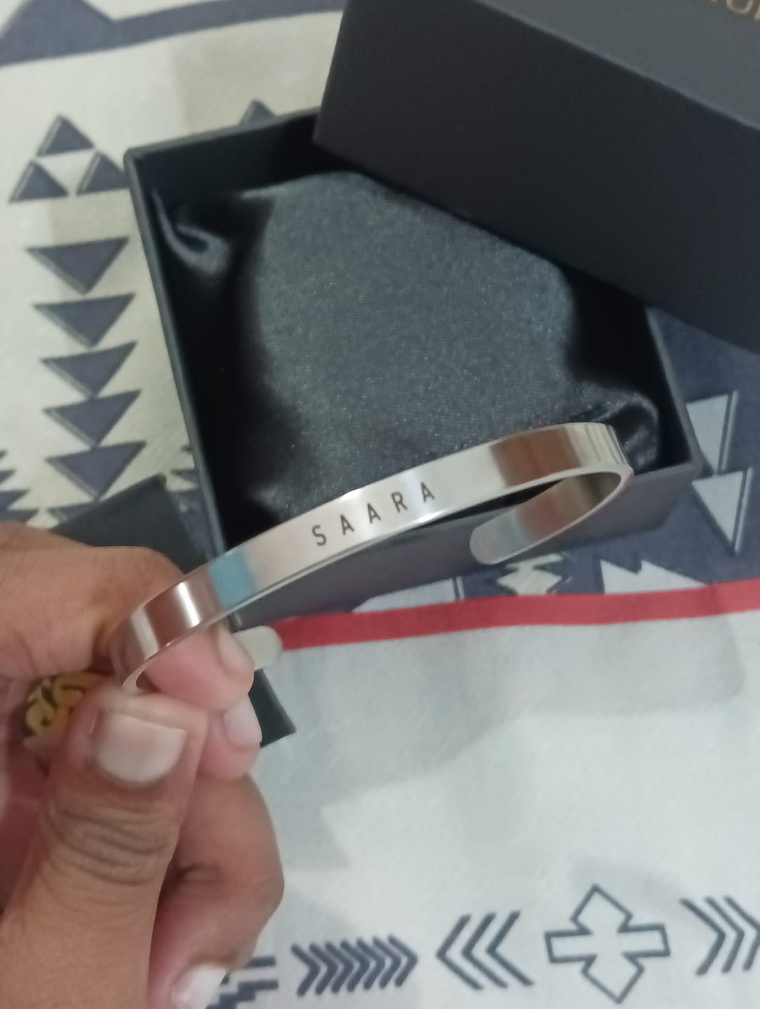 Customer photo review of Personalised Silver Kada