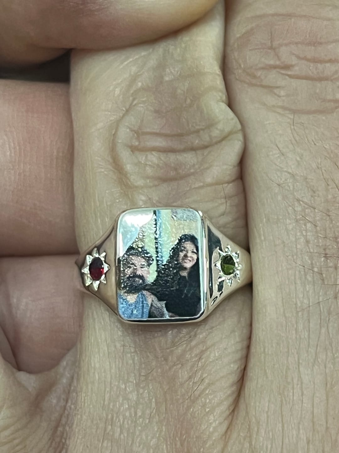 Customer photo review of Personalized Photo Birthstone Custom Ring