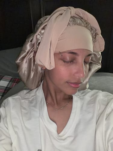 Customer photo review of XL Hair Bonnet Organic Silk