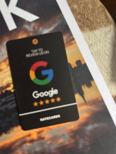 Customer photo review of RATECARDS™ - Google Review Card Premium Black
