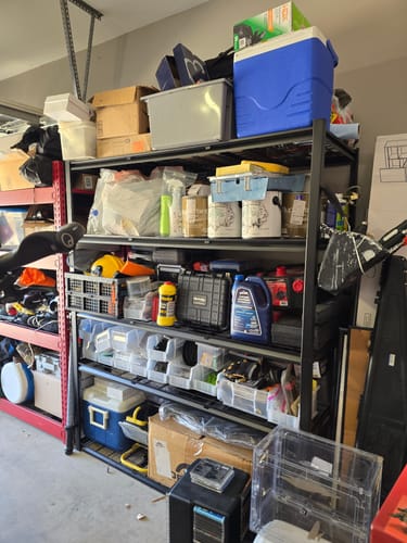 Customer photo review of REIBII Garage Shelving 60"W Adjustable Heavy Duty Metal Shelving Rust-Resistant Garage Organization for Warehouse, Basement,Workshop