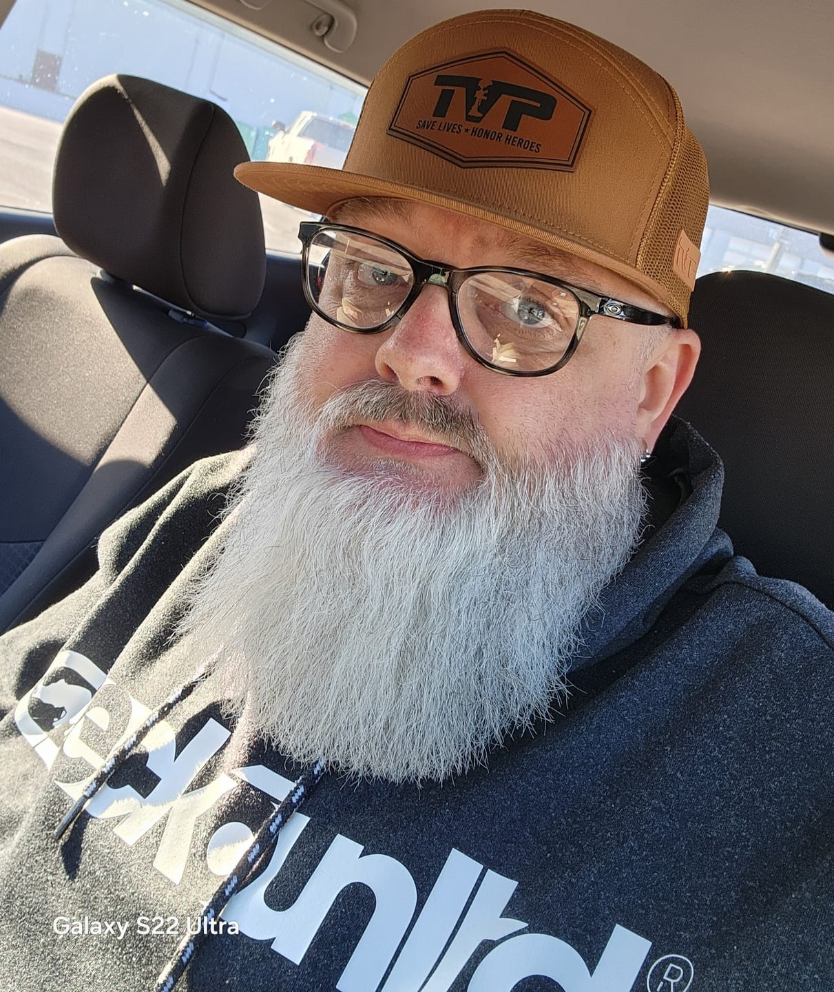 Customer photo review of T.V.P. Leather Hex Flat 7 Panel Trucker