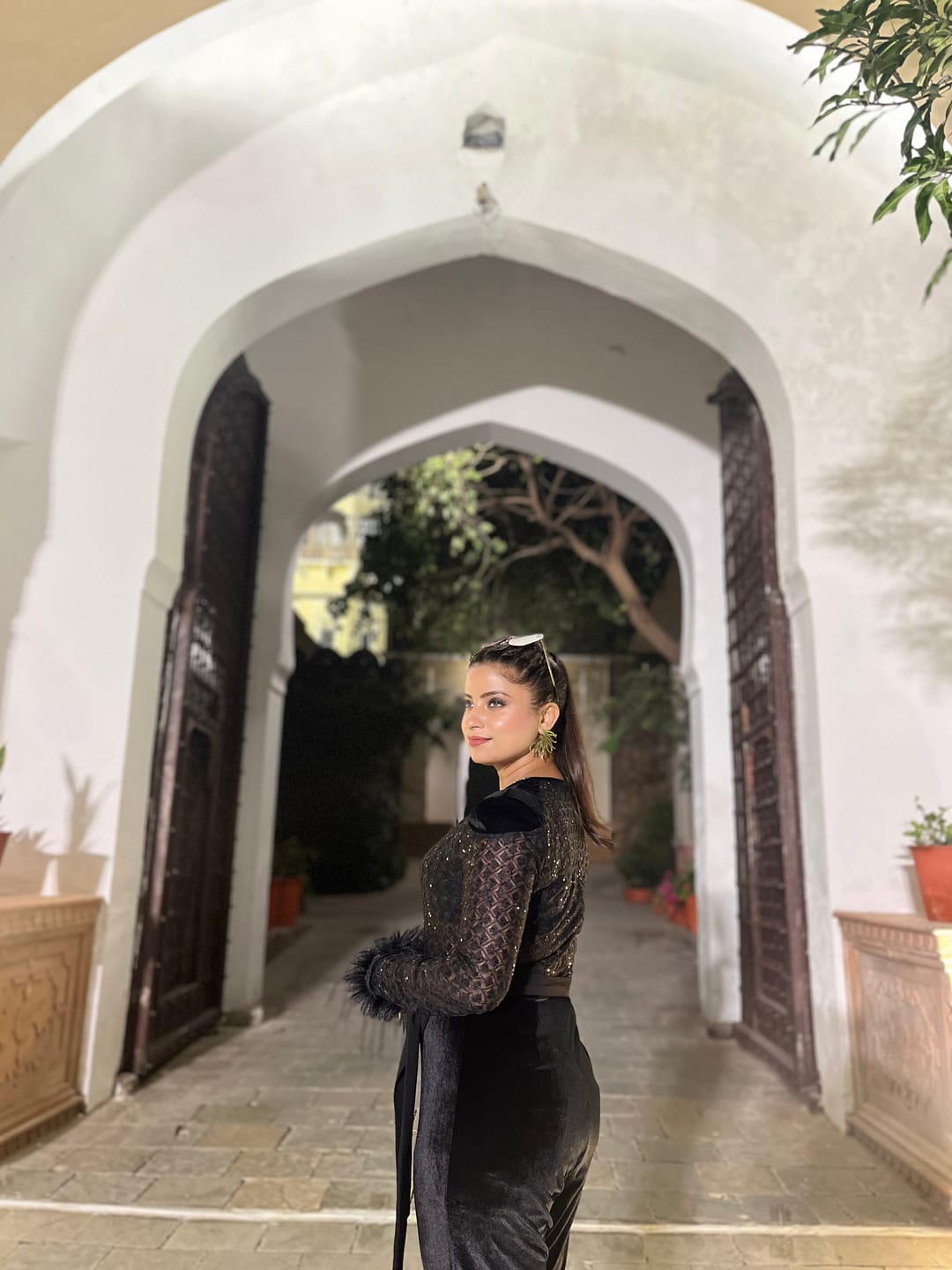 Customer photo review of Adelie Fur Velvet Jumpsuit