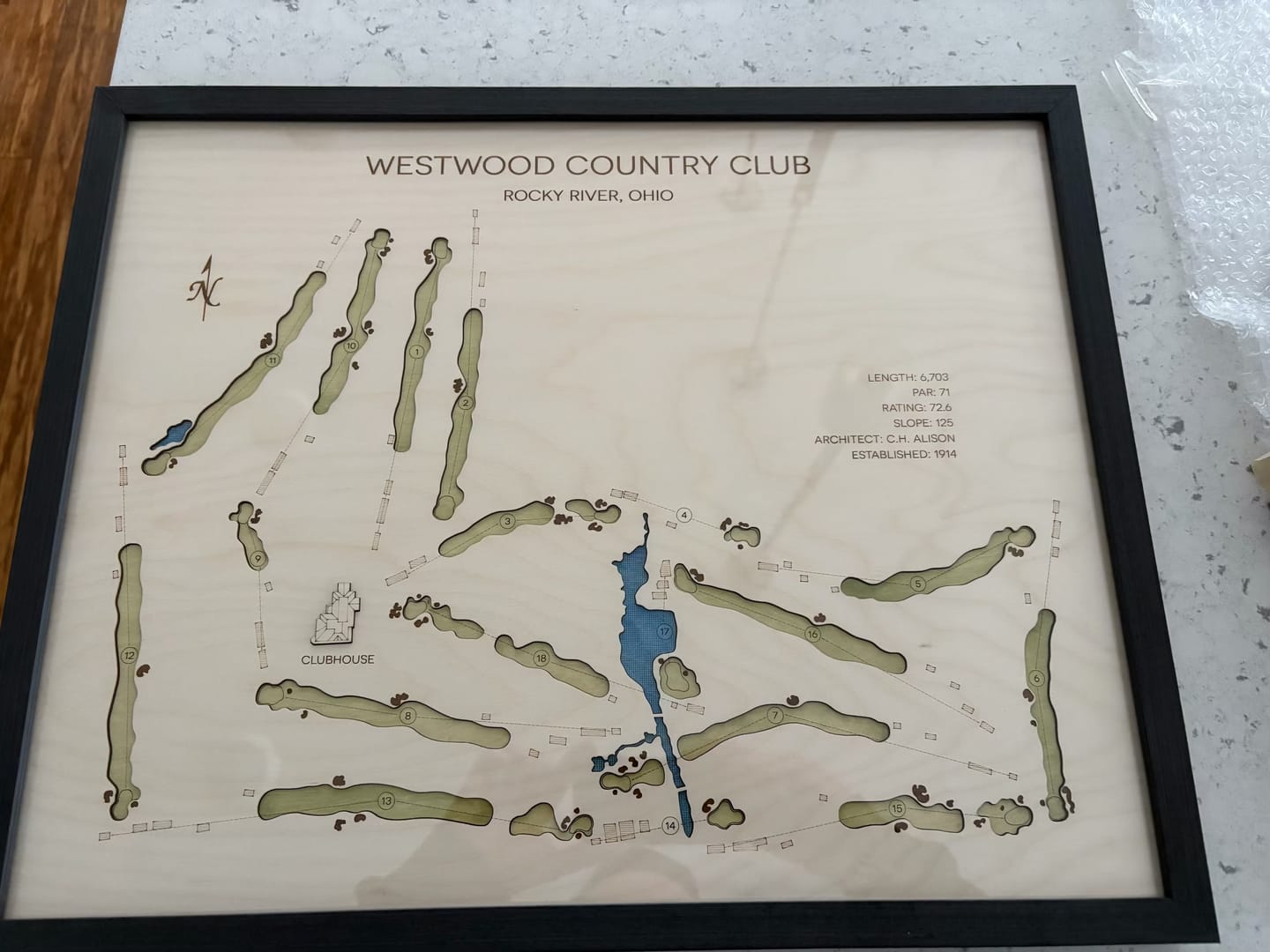 Customer photo review of Custom 3D Wood Golf Course Map