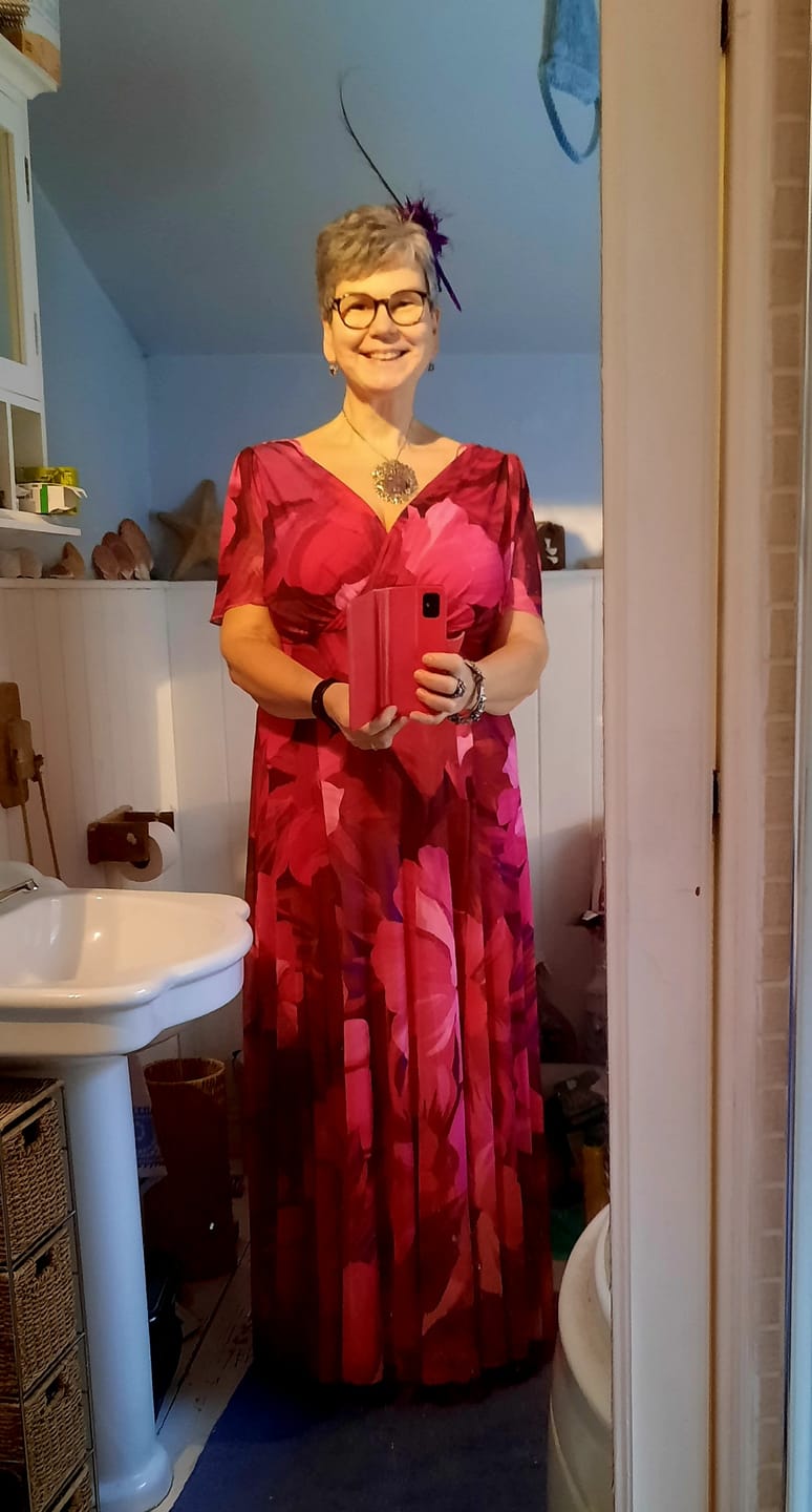 Customer photo review of Isabelle Cerise Purple Float Sleeve Maxi Dress