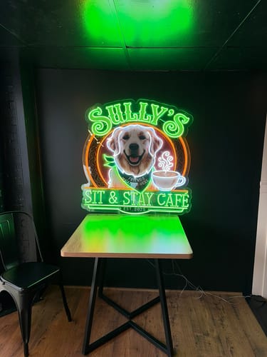 Customer photo review of Sully’s Sit & Stay Cafe - Premium Neon Artwork