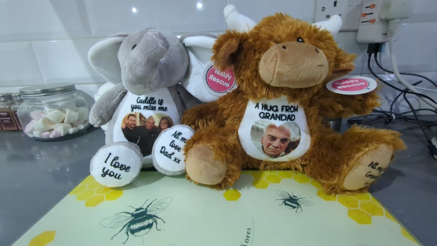Customer photo review of Design a Personalised Highland Cow Teddy – Add Your Photo, Name or Message