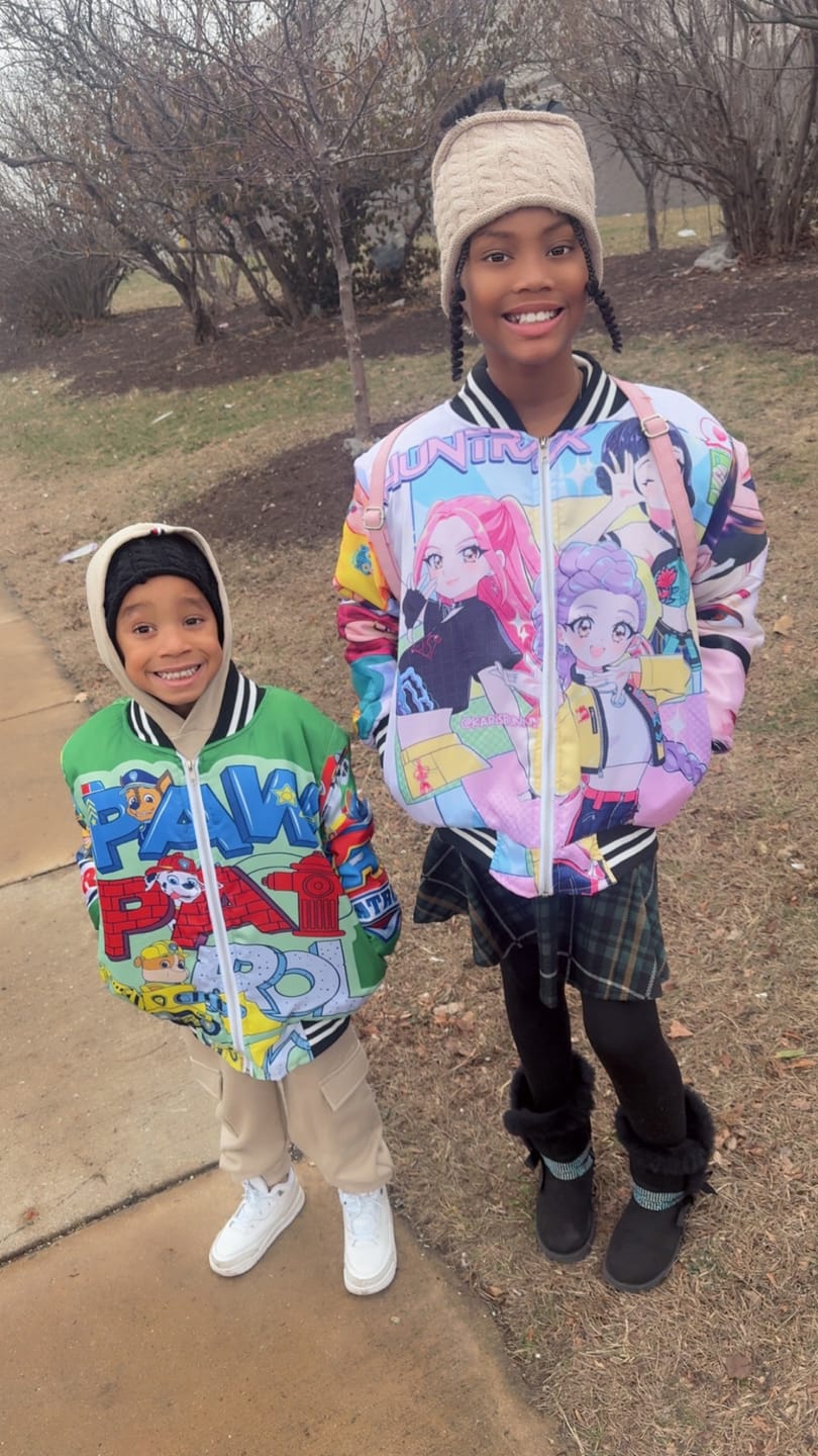 Customer photo review of Kids K-Pop Demon Huntrix Bomber Jacket