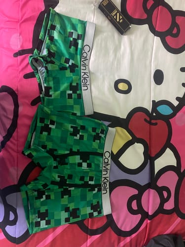 Customer photo review of Creeper Minecraft matching couples boxer underwear
